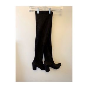 Black Suede Thigh High Boots